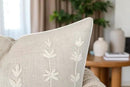 VAGMINE Hand Embroidered Daisy Accent Throw Pillow Cover - 20x20 Inches Square - 100% Linen Natural Decorative Cushion Cover for Couch, Sofa, Bed - Textured Embroidery - Boho Floral Home Décor by CozyNest Decor