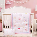 UOMNY Crib Bedding Set for Girls 3 Piece with Comforter Sheet Toddler Pillowcase Baby Bedding Sets Pink Rainbow by TinyTreasures Baby Boutique
