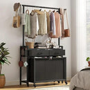 Laundry Sorter Hamper with Hanging Cloth Rack, Laundry Basket with 3 Section Pull-Out Rolling Bags, Laundry Sorter for Organization and Storage with 2 Drawers for Laundry Room (Vinatge Brown) by CozyNest Decor