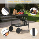 Outdoor Grill Cart Table with Extra-Large Wheel, 24" x 16" Removable Tray & Ergonomic Handle, Indoor and Outdoor Pizza Oven Table for Garden Patio BBQ Kitchen Food Prep Cart for Party by CozyNest Decor