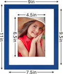 Vittanly 8x10 Picture Frame Set of 9 - Display 5x7 Photos with Mat or 8x10 Without Mat, Wall Mount & Tabletop Frames for Home Decor, Horizontal or Vertical (Blue) by CozyNest Decor