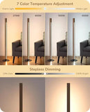 EDISHINE Corner Floor Lamp, Upgraded Dual-Sided Lighting, Wooden Floor Lamps for Living Room, Standing Lamp with Remote/Foot Control, 7CCT & Dimmable Floor Lamp for Bedroom, Office, Natural Wood by CozyNest Decor