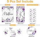 Personalized Baby Bedding Set - 5 Pcs Custom Toddlers Bedding Set with Infant Name - Soft Double Layer Nursery Crib Set for Girls Boys - Customized Infant Gifts for Baby Shower - Purple Flowers by TinyTreasures Baby Boutique