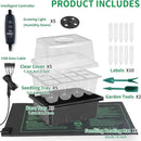 NAMOTEK 5 Pack Seed Starter Tray with Heat Mat and Grow Light Humidity Domes, 60 Cell Trays Germination Station Cloning Kit by GreenHaven Gardens