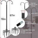 Bird Feeder Pole, Double Shepherds Hooks for Outdoor, 5 Base Prongs Adjustable Stand for Hanging Heavy Duty Feeders, Plant Baskets, Garden Plant Hanger Stands (78Inch, 2 Pack) by GreenHaven Gardens