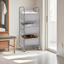STORAGE MANIAC 120 Liters Vertical Rolling Laundry Hamper, 3 Section Laundry Sorter with Wheels and 2 Breaks, 3-tier Laundry Baskets for Small Space, Dorm, Laundry Room, Closet, Bathroom, Gray 3-tier by CozyNest Decor