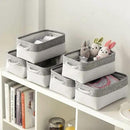 Storage Bins - Storage Baskets for Shelves Storage Cubes with Handles Small Baskets for Organizing (Gray and White 11.8 x 7.9 x 5.2 inch) by CozyNest Decor
