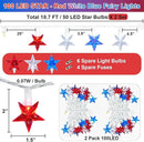 100 LED Red White and Blue Star Lights, 37FT 4th of July Star String Lights Plug in for Home Patio Garden Yard Memorial Day Independence Day Patriotic Decorations Outdoor, White Wire by GreenHaven Gardens