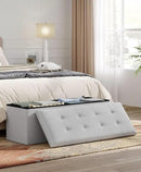 Storage Ottoman Bench, Folding Ottoman Foot Rest, End of Bed Bench,Storage Chest, for Living Room, Bedroom, Hallway, Entryway, Holds up to 700 lb (Light GREY1, 43") by CozyNest Decor