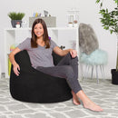 Posh Creations Bean Bag Chair for Kids, Teens, and Adults Includes Removable and Machine Washable Cover, Soft Faux Rabbit Fur - Black, 48in - X-Large by TinyTreasures Baby Boutique