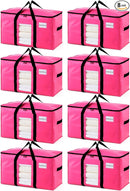 TAILI 8 Pack Pink Extra Large Moving Bags, Heavy Duty Totes with Visible Window, Wrap Around Handles, Space-Saving Storage, Alternative to Moving Boxes by TinyTreasures Baby Boutique
