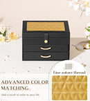 Black Jewelry Box Organizer: Home Decor for Women - 2-Drawer Holder for Valentine’s Day Birthday Christmas Black Gold by TinyTreasures Baby Boutique
