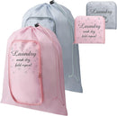 2 Pcs Travel Laundry Bag Washable Dirty Clothes Bag with Drawstring and Zipper for Suitcase, 22 x 18 Inch (Pink, Gray,Bubble) by TinyTreasures Baby Boutique