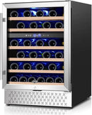 Tylza 24 Inch Dual Zone Wine Cooler Refrigerator, 46 Bottle Built-in or Freestanding, 24'' Wine Fridge with Stainless Steel & Professional Compressor and Temperature Memory Function by CozyNest Decor