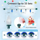 Brightown C9 LED Christmas String Lights, 66ft 100 LED Waterproof Strawberry String Lights, Plug-in Extendable Green Wire Lights String for Outdoor Outside Patio Party Decoration, Blue and White by GreenHaven Gardens