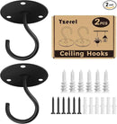 Ceiling Hooks for Hanging Plants - Metal Plant Bracket Iron Wall Mount Lanterns Hangers for Hanging Bird Feeders, Lanterns, Wind Chimes, Planters, Outdoor Decoration Hooks (Black) by GreenHaven Gardens