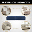 PrinceDeco Velvet Couch Cushion Cover Soft Stretch Cushion Slipcover for Chair Loveseat Sofa Cushion Furniture Protector Seat Cushion Sofa Cover (2 Piece Large Sofa Cushion Covers, Navy) by CozyNest Decor