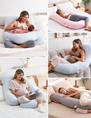 Momcozy Pregnancy Pillows for Sleeping, U Shaped Full Body Pillow 57 Inch for Pregnant Women with Back, Hip, Leg, Belly Support, Washable Jersey Cotton Cover Included, Light Blue by TinyTreasures Baby Boutique