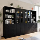 TUSY 71" Bookshelf Bookcase, 3-Tier Modern Bookshelves 3 Large Drawer, Wood Filing Cabinet with Open Storage Shelf, Glass Doors 5-Tier Fixed Storage Shelves for Home Office (Black) by CozyNest Decor