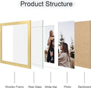 12x12 Picture Frame Set of 4, 12 x 12 Wood Photo Frames with Mat for 10x10 or 30x30cm Diamond Painting Art, Wooden Frame with Real Glass Cover for Wall and Tabletop Display,Gold by CozyNest Decor