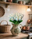 15 Pcs Fake Tulips Artificial Flowers Real Touch PU Faux Flowers Tulip Stems for Wedding Bouquet Floral Arrangement Home Party Office Decorations Mother's Day by CozyNest Decor