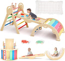 Pikler Triangle Set with Cushion, Montessori Climbing Set, Indoor Climb Toys, Indoor Playground Jungle Gyms, 9 Combinations Climbing Toy Set for Toddler, Baby, Kids 1-4 by TinyTreasures Baby Boutique