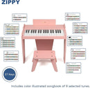 ZIPPY Kids Piano Keyboard, 37 Keys Digital Piano for Kids, Music Educational Instrument Toy, Wood Piano for 3+ Girls and Boys (Pink Basic) by TinyTreasures Baby Boutique