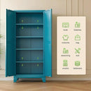 71'' Farmhouse Metal Storage Cabinet with Barn Doors,Steel File Cabinet for Home Office,Kitchen Pantry 4 Adjustable Shelves,Freestanding Cupboard for Kitchen,Home Office (Peacock Blue) by CozyNest Decor