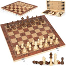 Chess Checkers Backgammon 3-in-1 Board Games Sets, Wooden Chess Set for Adults & Kids, 17.2" Lightweight Checkers Board Game,Strategy Backgammon Sets for Adults, Travel Chess Board Game Pieces Storage by TinyTreasures Baby Boutique