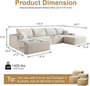 136" Sectional Couches for Living Room Modern Modular Sofa with L-Shape Couchs Upholstered Boneless Couch Deep Seat Sectional Couch with Chaise (White, Left Facing Chaise+3Seaters+Ottoman) by CozyNest Decor