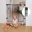 Babelio 34" Extra Tall Baby/Dog Gate with No Threshold Design Walk Thru Door, 26-43" Auto Close Safety Gate for Babies, Elders and Pets, Fits Doorways, Stairs, and Entryways, Black Wood Pattern by TinyTreasures Baby Boutique
