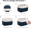 OIAHOMY 4 Pack Storage Baskets for Organizing, Basket for Shelves with Handle, Woven Baskets for Storage Toys, Towels, Books, Cotton Rope Basket 13" L x 9 " W x 7.8 " H, Blue & White by TinyTreasures Baby Boutique