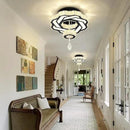 Flashing God 16 Inch Mini Chandelier Modern Crystal Chandeliers Light Semi Flush Mount Ceiling Light Fixture Small Black Chandelier for Bedroom Hallway Kitchen Foyer by CozyNest Decor