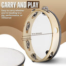Flexzion Wooden Round Tambourine for Kids and Adults 10" Inch Single Row 8 Pair Jingles, Wood Handheld Percussion Instrument for Beginner and Professional Tambourine Player by TinyTreasures Baby Boutique