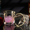Crystal Whiskey Glasses Set of 2 with 24K Gold Rim,Bar Glasses,Twisted Whiskey Glass Gold Collection for Bourbon,Scotch and Wine,Rock Barware for Men Gift - 8oz by CozyNest Decor