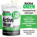 Rockin' Green Laundry Detergent, Plant based, All Natural Laundry Detergent Powder, Vegan and Biodegradable Odor Fighter, Safe for Sensitive Skin (Active Wear 120 Loads - Unscented) by TinyTreasures Baby Boutique