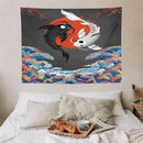 Houselerax Japanese Koi Fish Tapestries, Yin Yang Big Wave Cherry Blossom Tapestry Wall Hanging for Bedroom Living Room Office Decor 40"x30" by CozyNest Decor