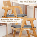 Solid Wood High Chair for Toddlers to Teens, Adjustable Height Toddler Dining Chair, Easy to Clean Toddler Highchair with Removable PU Cushion for Dining, Studying, Step Tool, Natural by TinyTreasures Baby Boutique