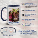 Ship Next Day Custom Mug Design Your Own Photo Text Personalized Picture Gifts for Women Men Customized Gifts Idea Personalized Coffee Mugs 11oz Dark Blue Handle by TinyTreasures Baby Boutique