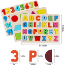 Wooden Puzzles for Toddlers, Kesletney Wooden Alphabet Number Shape Learning Puzzles for Kids, 3 in 1 Montessori Preschool Educational Toys for Boys Girls Ages 3 4 5 Years Old by TinyTreasures Baby Boutique