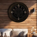 CLXEAST 24 Inch Self-Illuminated in/Outdoor Atomic Wall Clock with Temperature and Humidity, Oversized Large 24 Inch Wall Clocks for Living Room Decor, Brushed Grey Oak Wooden Finish by CozyNest Decor