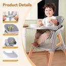 CoziBB Baby High Chair, 6 in 1 Convertible Growing Baby Highchairs for Babies and Toddlers, Baby Chair with Adjustable Dining Tray and Seat, 5-Point Safety Belt, Grey by TinyTreasures Baby Boutique