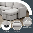 7 - Seater Sofa Bed, Large U - Shaped Modular Sectional Sofa, Oversized Pull - Out Sleeper with Storage for Living Room, Light Grey by CozyNest Decor