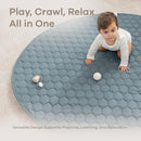 Comfy Cubs Round Kids Play Mat - Large 60 inches Soft Quilted Baby Floor Mat with Non-Slip Bottom - Plush Design for Toddlers' Playtime and Relaxation - Comfortable and Durable - Pacific Blue by TinyTreasures Baby Boutique