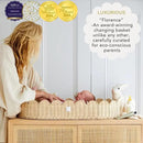 Bebe Bask Premium Baby Changing Basket - Artisan-Crafted Scalloped Rattan - Changing Basket for Baby Dresser - All Accessories Included - Complete Set for Nursery (Natural) by GreenHaven Gardens