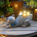 Cat Garden Figurines Outdoor Decor Solar Statue with Succulent and LED Lights for Patio Lawn Yard Art Decoration Housewarming Garden Gift by CozyNest Decor
