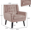 UIXE Accent Chair, Velvet Upholstered Armchair for Living Room, Modern Club Arm Chairs Comfy Single Sofa Button Tufted Bedroom Reading Seat - Skin Pink, Set of 1 by CozyNest Decor