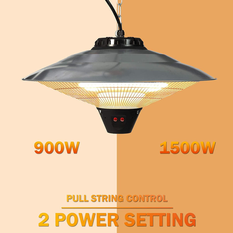 Electric Patio Heater Ceiling Mounted or Hanging Infrared Heater, Waterproof IP24