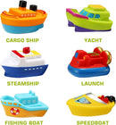 Bath Toys, 6 Packs Light up Boat Floating Rubber Set, Flashing Color Changing Light in Water, Tub Gift for Baby Infant Toddler Child Kid, Bathtub Ship Toy for Bathroom Shower Game Swimming Pool Party by TinyTreasures Baby Boutique