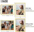 Vittanly 12x16 Picture Frames Set of 9, Shatter Resistant Plexiglass, Display 11x14 Pictures with Mat or 12x16 without Mat, Photo Frames for Wall Mount, Engineered Wood, Gold by CozyNest Decor